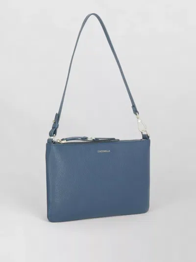 Coccinelle Leather Shoulder Bag Removable Handle Strap In Blue