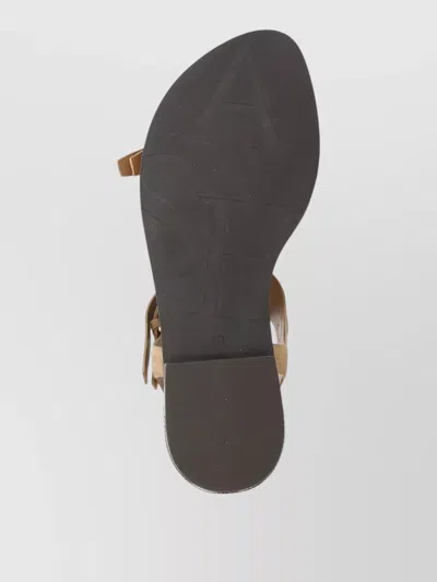 Ash Flat Sandals Suede Straps Studs Hardware In Brown