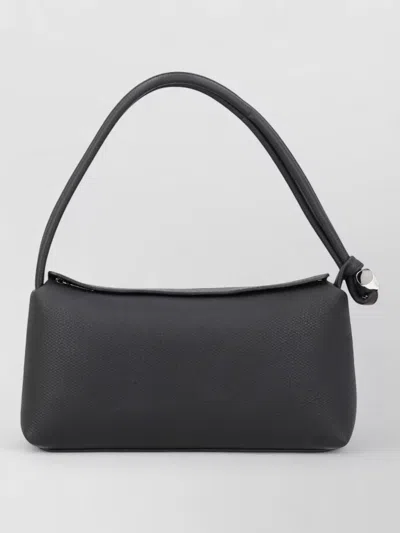 Longchamp Shoulder Bag Rectangular Shape Textured Surface Handle In Black