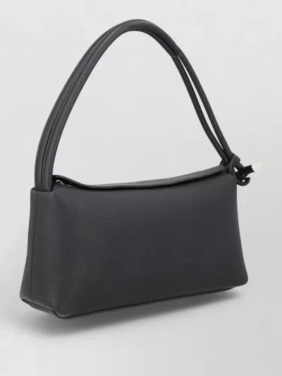 Longchamp Shoulder Bag Rectangular Shape Textured Surface Handle In Black