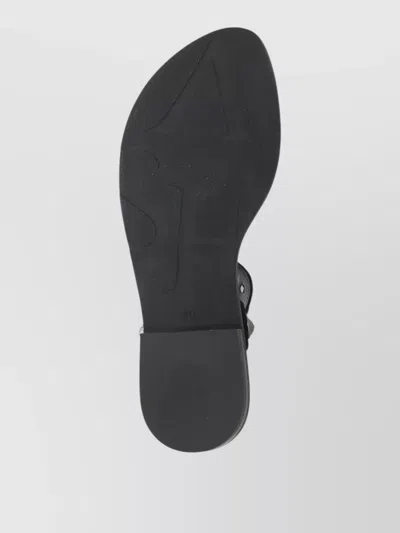 Ash Suede Leather Flat Sandals Ankle Strap In Black