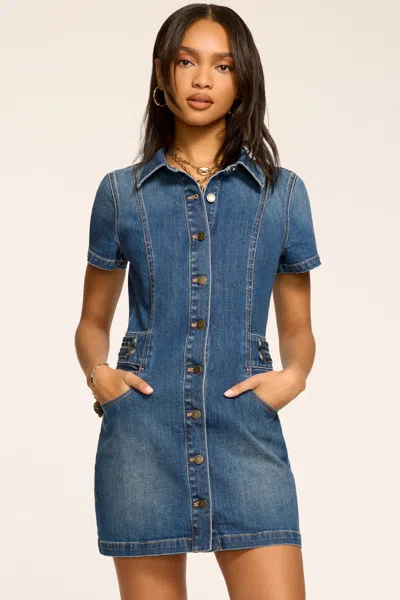 Ramy Brook Liv Button Down Denim Mini Dress In Blue