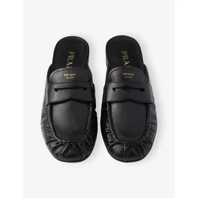 Prada Leather Mules In Black