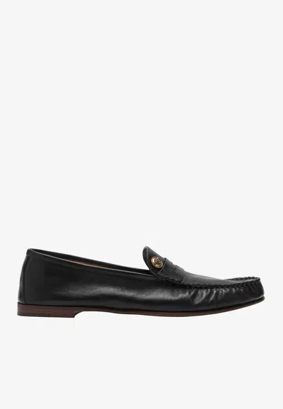 Versace Black Guanto Loafers In Calf Leather In Black