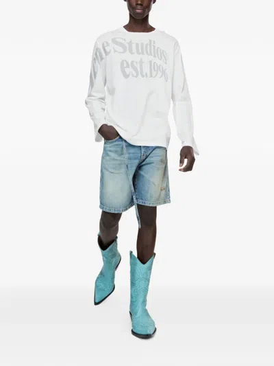 Acne Studios Long Sleeve Graphic T-shirt In White