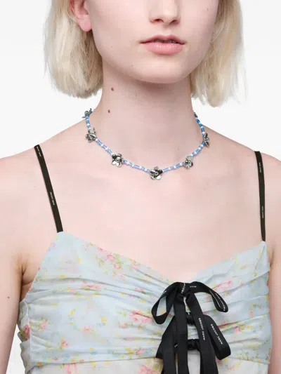 Marc Jacobs Daisy Beaded Station Necklace In White
