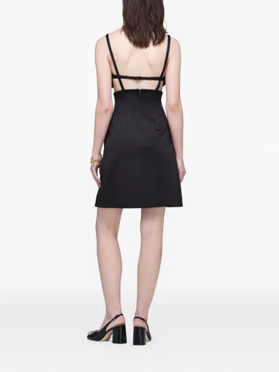 Marc Jacobs Satin Daisy Applique Dress In Black