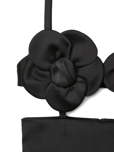 Marc Jacobs Satin Daisy Applique Dress In Black