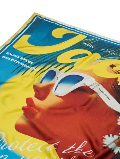 Marc Jacobs Multicolor Sun Poster Silk Scarf In Green