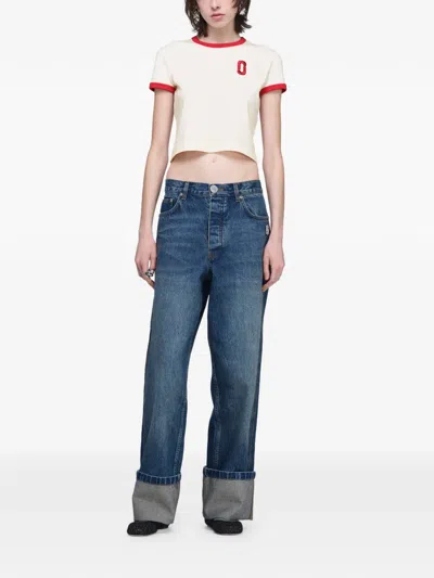 Marc Jacobs Logo-appliqué Jeans In Blue