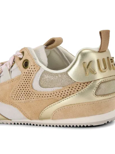 Kurt Geiger Perforated Panel Slim Runner Sneakers In Neutral