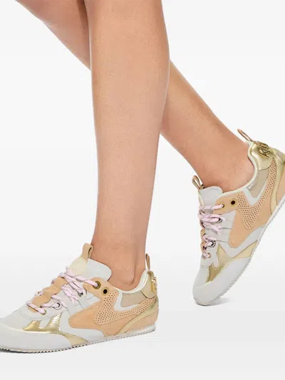 Kurt Geiger Perforated Panel Slim Runner Sneakers In Neutral