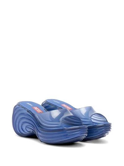 Diesel Blue Melissa Edition Platform Mule Heeled Sandals In Multi