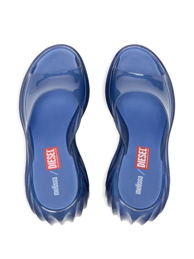 Diesel Blue Melissa Edition Platform Mule Heeled Sandals In Multi