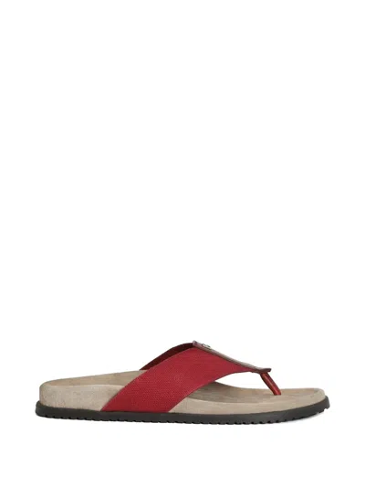 Dolce & Gabbana Logo Flip Flops In Red