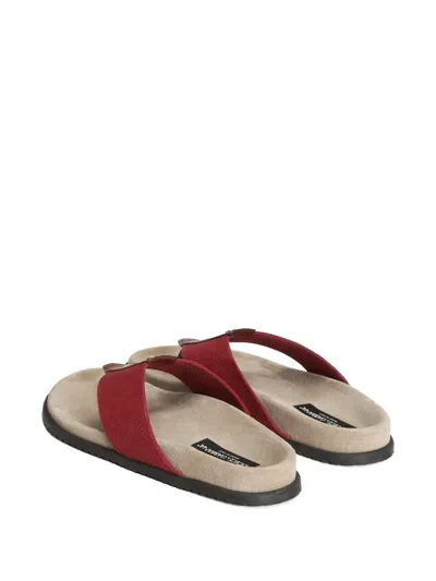 Dolce & Gabbana Logo Flip Flops In Red