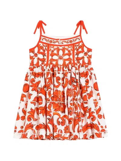 Dolce & Gabbana Majolica Cotton Dress In White