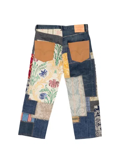 Junya Watanabe Patchwork Distressed Jeans In Blue