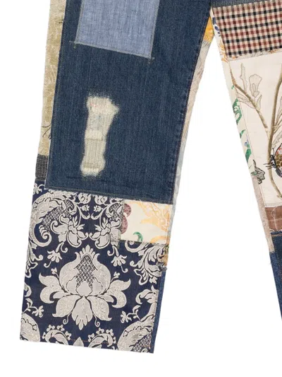 Junya Watanabe Patchwork Distressed Jeans In Blue