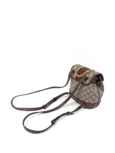 Pre-owned Gucci Gg Web Backpack In Brown