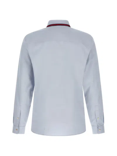 Gucci Oxford Shirt Web Collar Long Sleeves In Blue