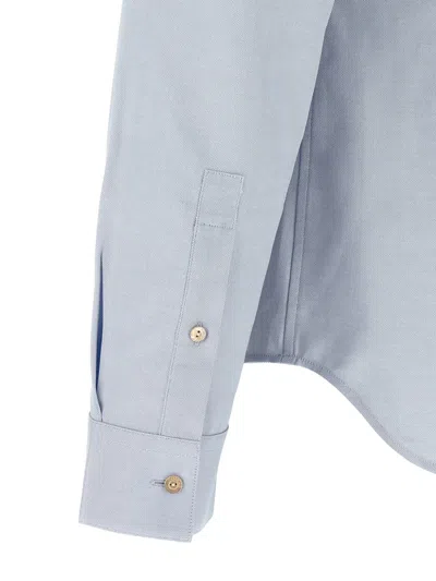 Gucci Oxford Shirt Web Collar Long Sleeves In Blue