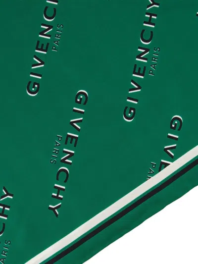 Givenchy Shadow Logo-print Scarf In Green