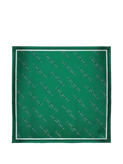 Givenchy Shadow Logo-print Scarf In Green