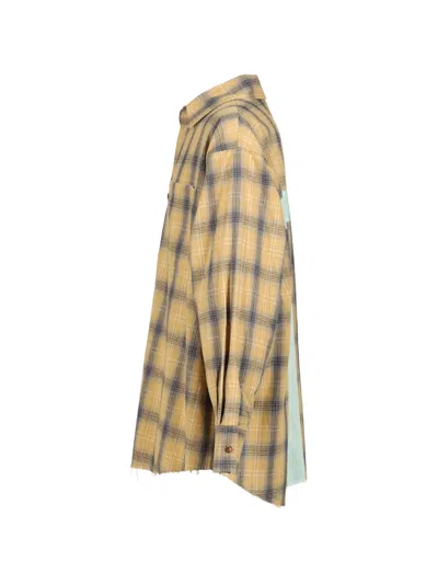 Jun/nakayama Check-pattern Raw-edge Shirt In Multi