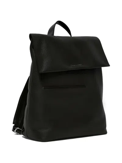 Orciani Active Micron Pebbled Leather Backpack In Black