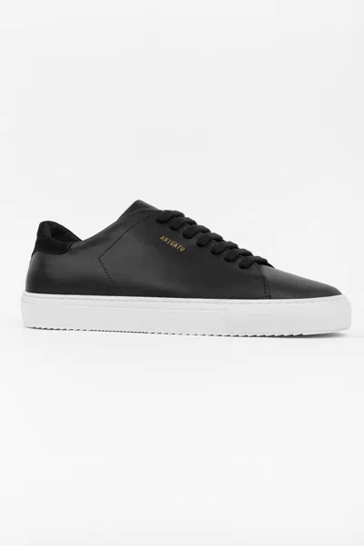 Axel Arigato 90 Clean Black Low Top Sneakers With Logo Lettering On The Side In Leather Man In Multi