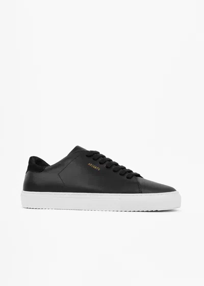 Axel Arigato 90 Clean Black Low Top Sneakers With Logo Lettering On The Side In Leather Man In Multi