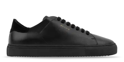 Axel Arigato Clean 90 Black Low Top Sneakers With Laminated Logo In Leather Man