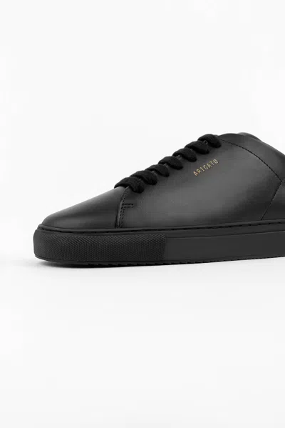 Axel Arigato Clean 90 Black Low Top Sneakers With Laminated Logo In Leather Man
