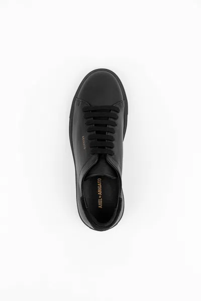 Axel Arigato Clean 90 Black Low Top Sneakers With Laminated Logo In Leather Man