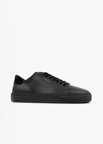 Axel Arigato Clean 90 Black Low Top Sneakers With Laminated Logo In Leather Man