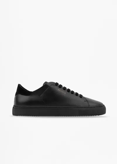 Axel Arigato Clean 90 Black Low Top Sneakers With Laminated Logo In Leather Man