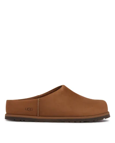 Ugg Suede Slip-on Clogs With Rounded Toe In Brown