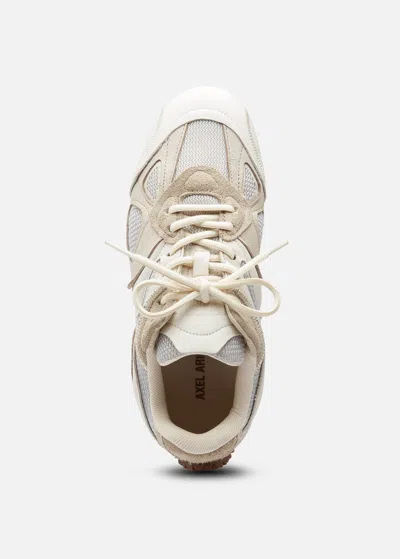 Axel Arigato Slow Runner White And Beige Sneaker With Mesh Inserts And Grooved Sole In Leather And Fabric Woman