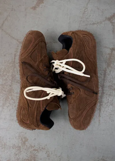 Axel Arigato Slow Runner Layered Suede Sneakers In Brown
