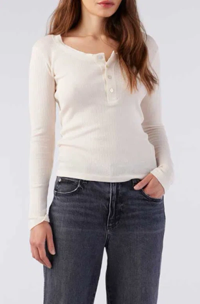 Amo Denim Ribbed Thermal Henley Tee In Natural