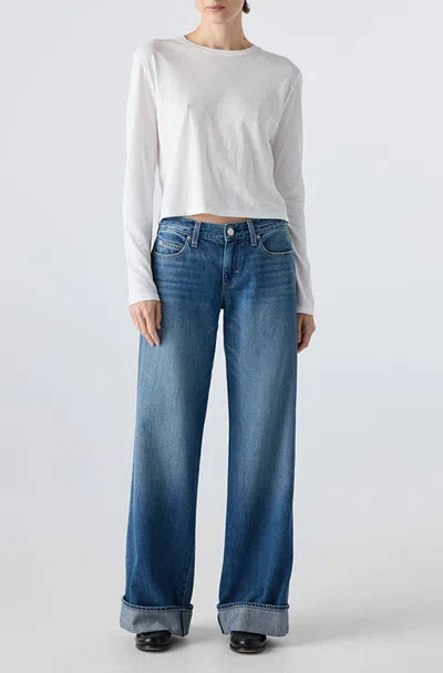 Amo Denim Sabine Cuff Wide Leg Jeans In Blue