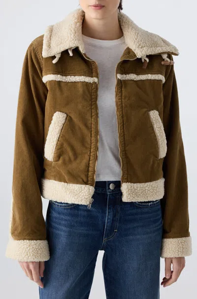 Amo Denim Betty Shearling Jacket In Brown