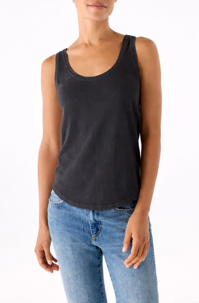 Amo Denim Long Ribbed Cotton Tank Top In Vintage Black