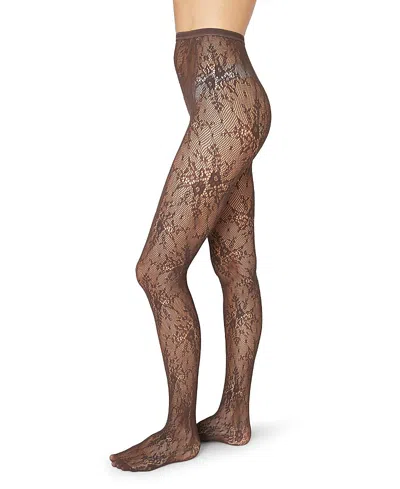 Swedish Stockings Rosa Lace Tights In Brown