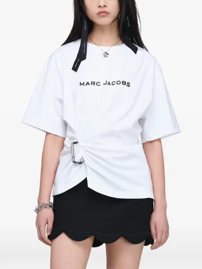 Marc Jacobs White Pop J Marc Logo Drape Seam T-shirt In White