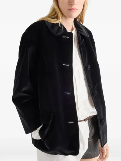 Prada Single-breasted Caban Jacket In Black