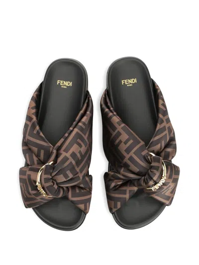 Fendi D-ring Slides In Brown