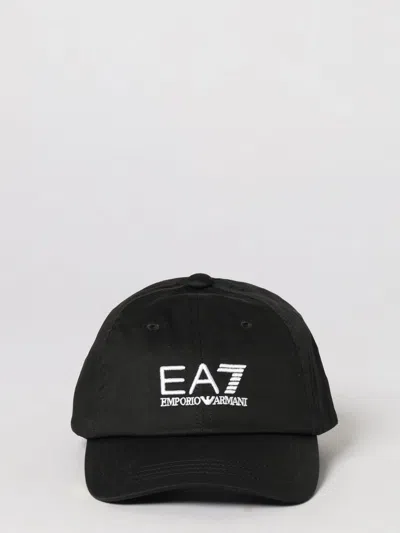Ea7 Cotton Hat With Embroidered Logo In Black