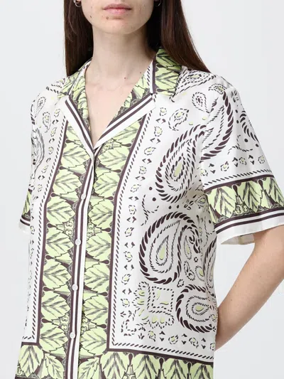Tory Burch Silk Camp Shirt With Cockatoo Print For Women In Multi